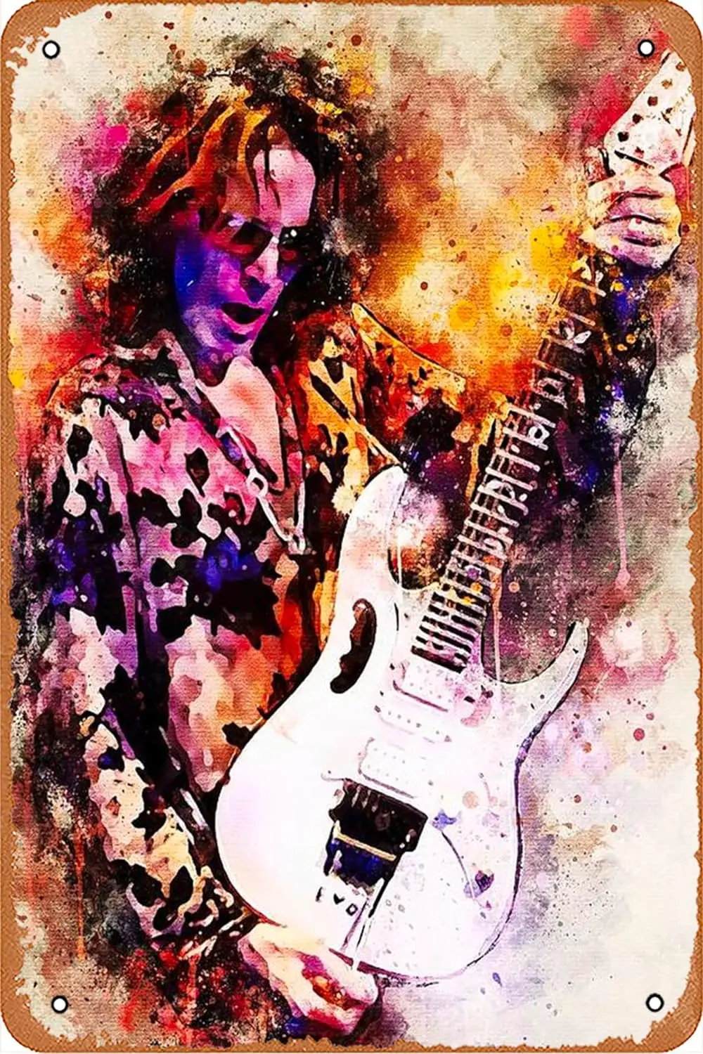 Music World Steve Vai Metal Tin Sign Poster Vintage Art Wall Decor 12 x 8 inch