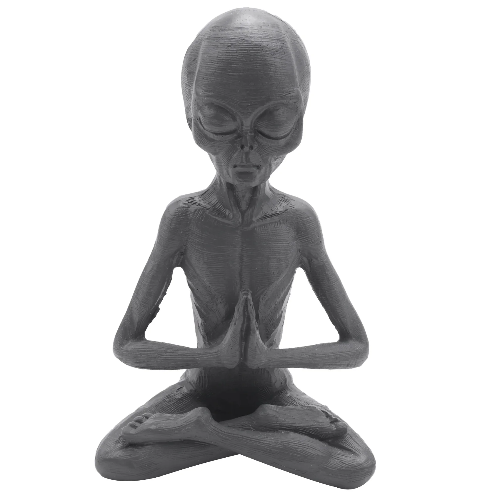 Witchcraft Meditation Alien Statue Mini Resin Ornament Alien Garden Home Office Yard Art Decor for Indoor Outdoor