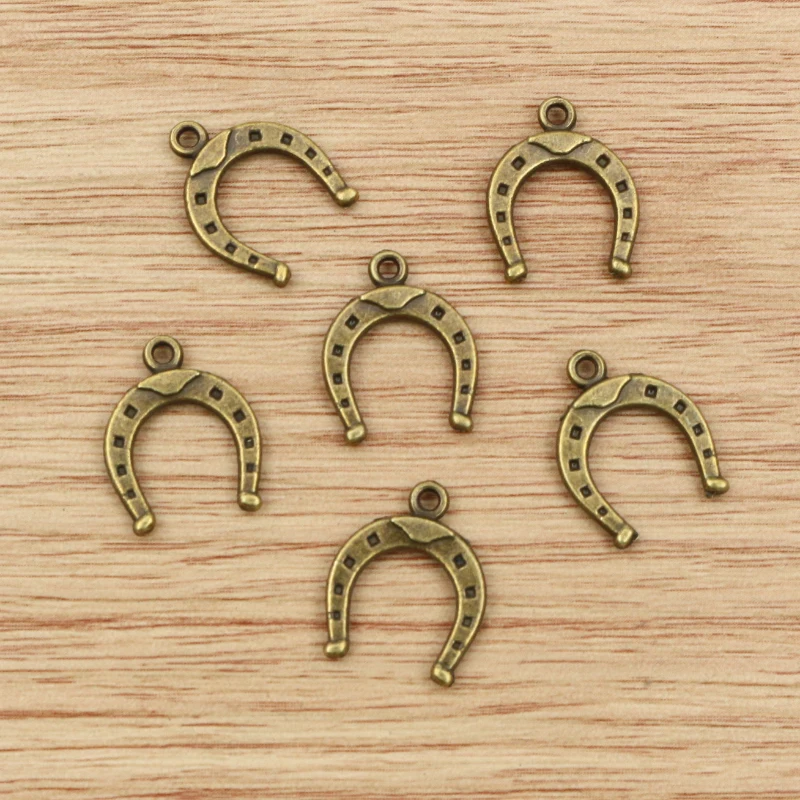 30pcs 16x13mm Lucky Horseshoe Horse Charms Antique Bronze Silver Color Plated Pendants Making DIY Handmade Tibetan Jewelry