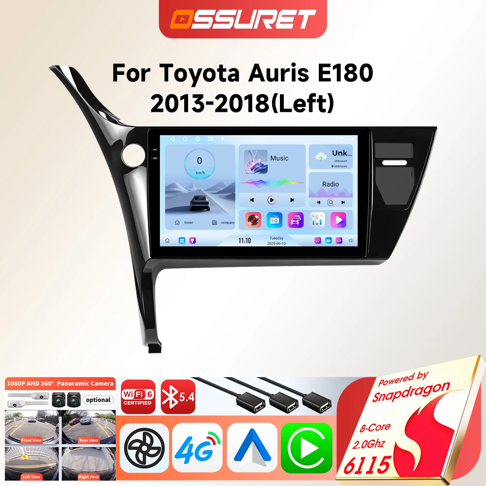 Android Autoradio für Toyota Auris E18 2013-2018 Kabelloses Carplay Auto GPS Multimedia 6115 Bildschirm Autoradio WIFI