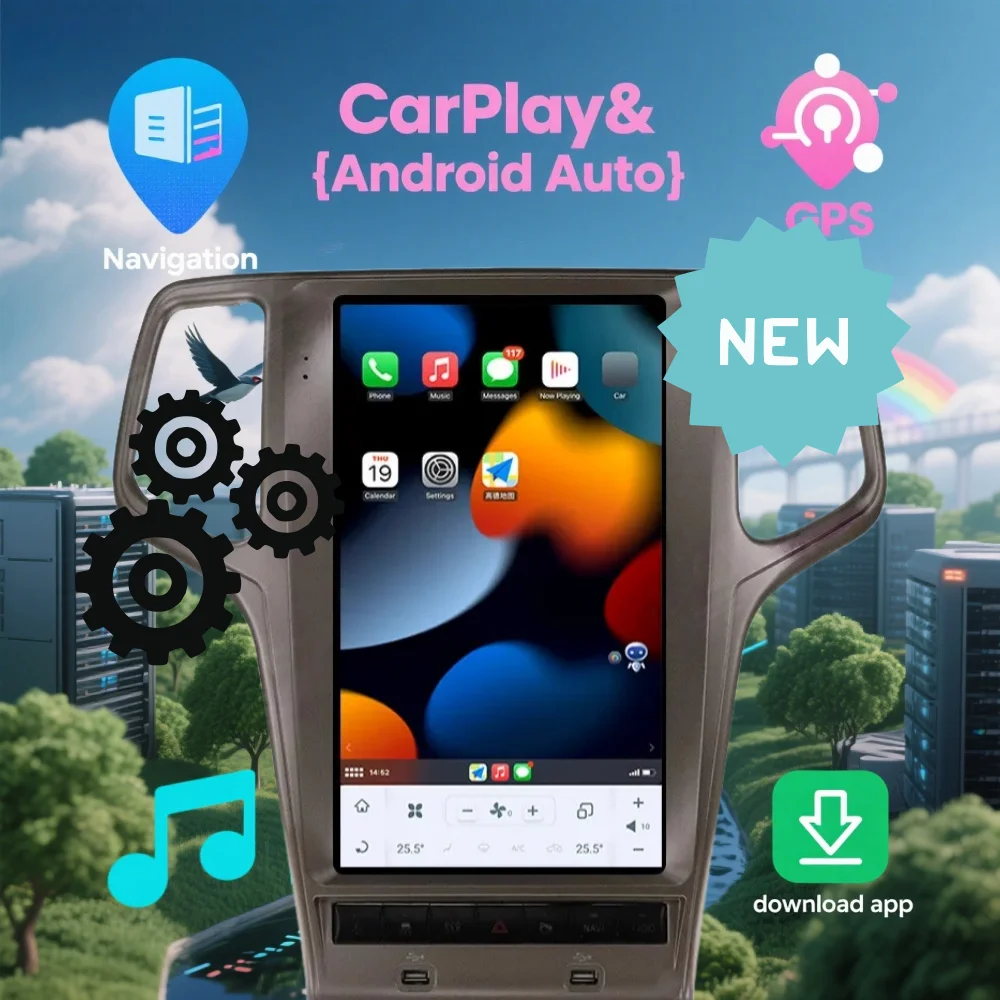 

13.6 inch For Jeep Grand Cherokee 2010-2021 Multimedia Video Player Wireless CarPlay Car GPS Navi Radio Android Car Touch Scree