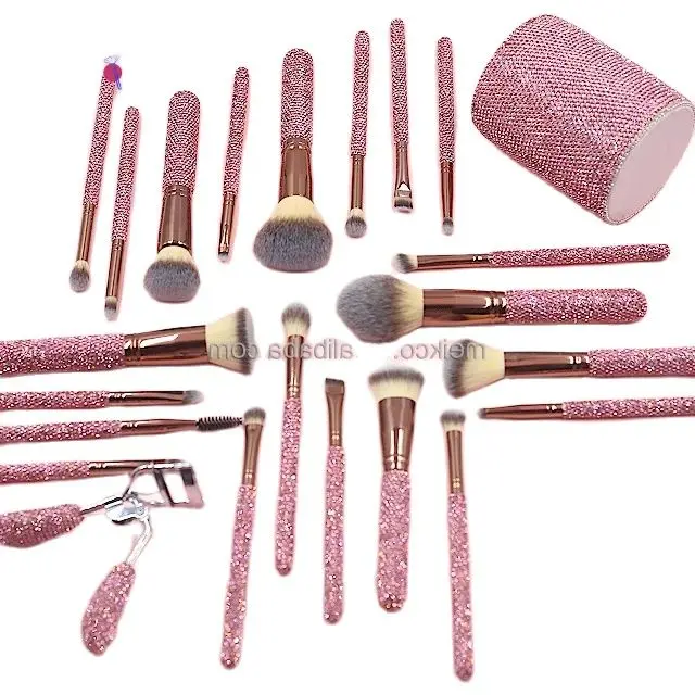 Professional 23pcs Glam Crystal Diamond Makeup Brush Set Rhinestone MakeupBrush Set Gifts for Woman Unique Bling Makeup Brushes