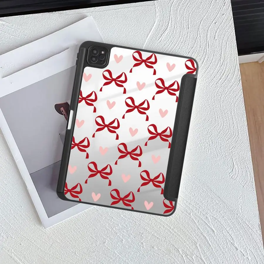 Tablet Case For iPad Mini 6 7 Air 4 5 M3 M2 M4 11inch Pro 11 10 9 8 7 th 12.9inch Pro 2025 Holder Cover Red Bow