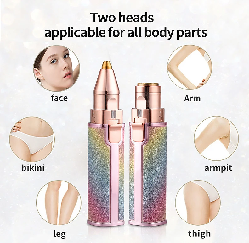 USB charging razor electric women's eyebrow trimmer lipstick modeling 2-in-1 eyebrow trimmer hair removal instrument