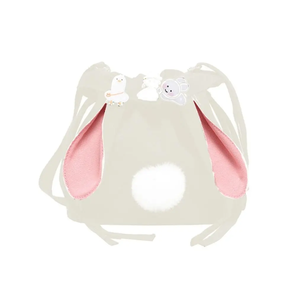 

Drawstring Rabbit Ears Shoulder Bag Casual Simple Canvas Crossbody Bag Portable Korean Style Rabbit Shoulder Messenger Bag