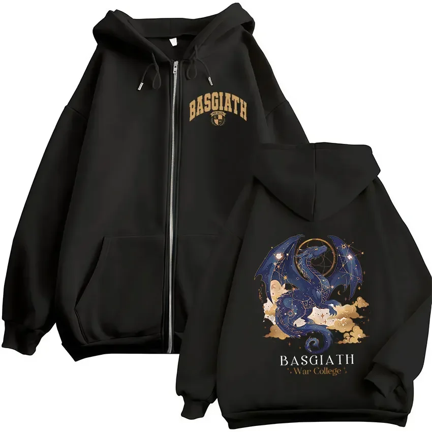 Basgiath War College Dragon Rider Fourth Wing Zipper Hoodie Men's Women Fleece Fashion Long Sleeve Oversized Jacket Sweatshirt