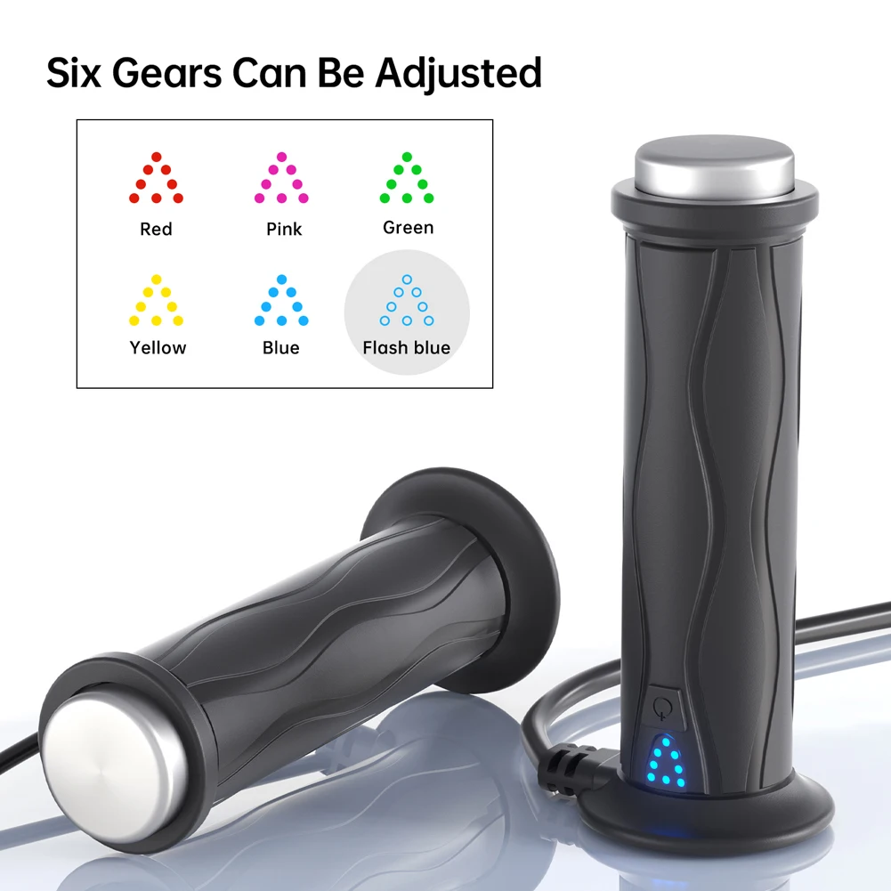 

DC 12V Electric Molded Grips Waterproof Adjustable Hot Grip Handle 5-Gear Motorcycle Heating Handlebar Smart Temperature Control