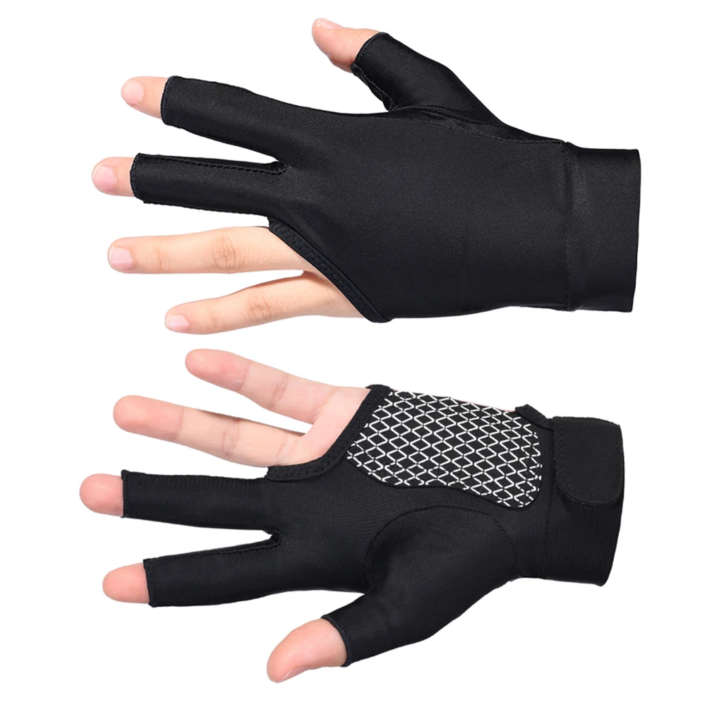 

Snooker 3 Finger Billiards Glove Anti Slip Breathable Billiard Cue Glove With Silicone Grip Moisture Wicking Net For Men