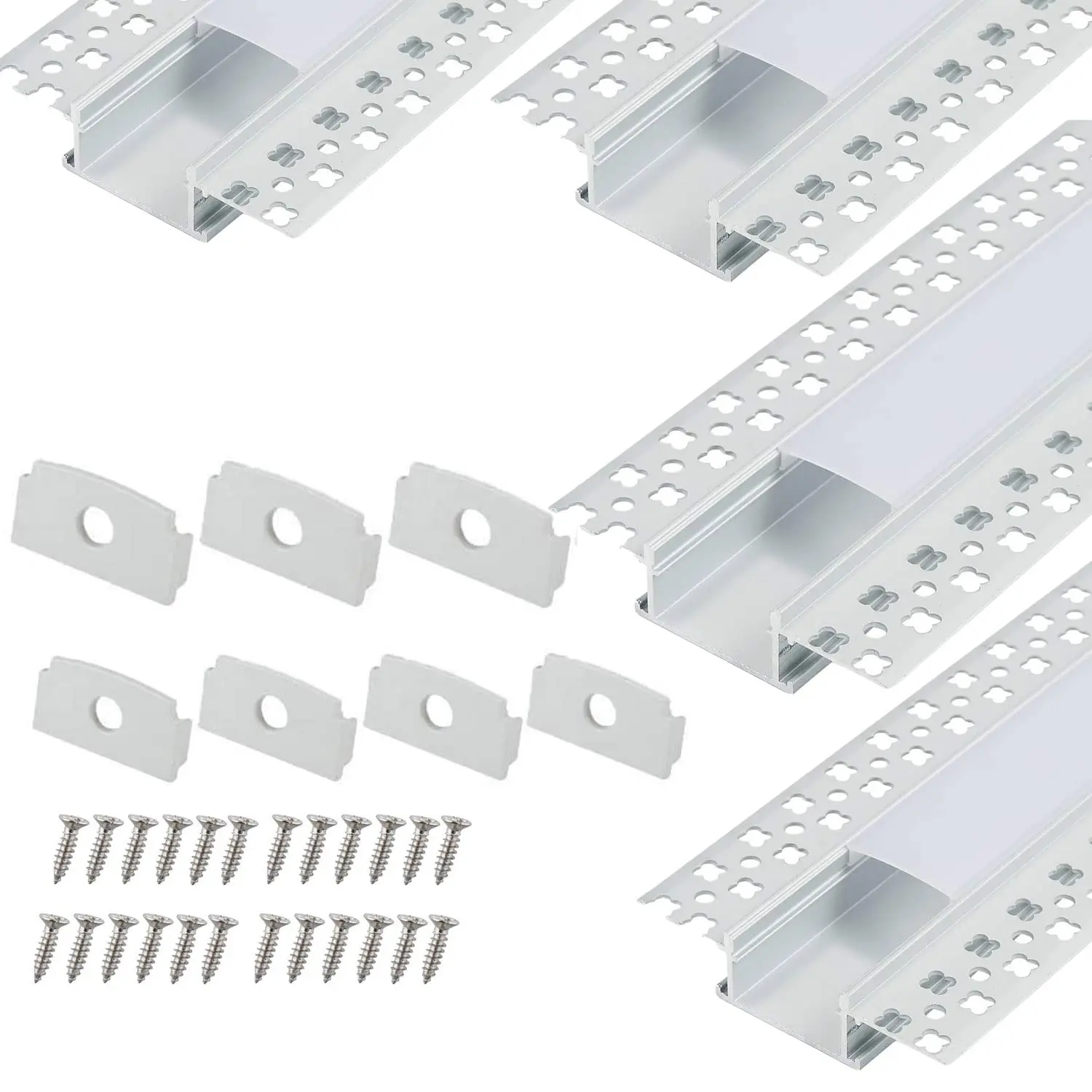 

20-Pack 6.6FT/2 Meter Plaster-in Recessed Slim LED Aluminum Channel with Flange for LED Strip,LED Profile