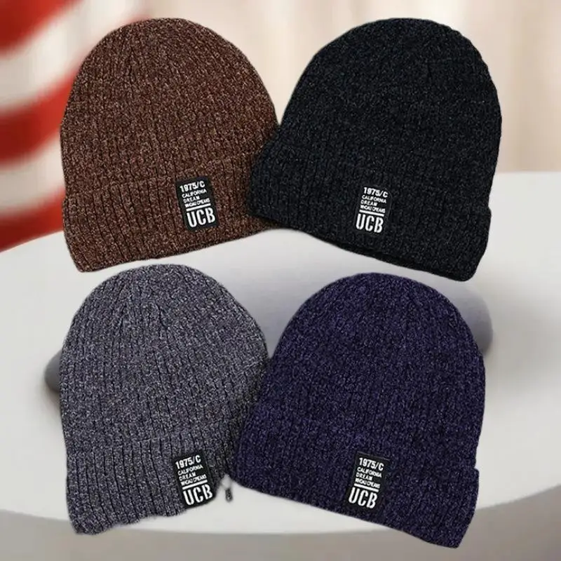 Elastic Women Man Autumn Winter Ski Plus Cashmere Knitted Hats Thicken Winter Beanies Hip Hop Hat Skullcaps