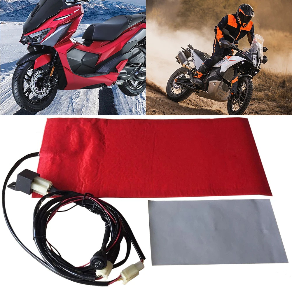 12V Electric Heating Pad Mat Carbon Fiber Pad Adjustable Temperature Universal Heating Pad for Motorcycle ATV UTV E-bike Scooter