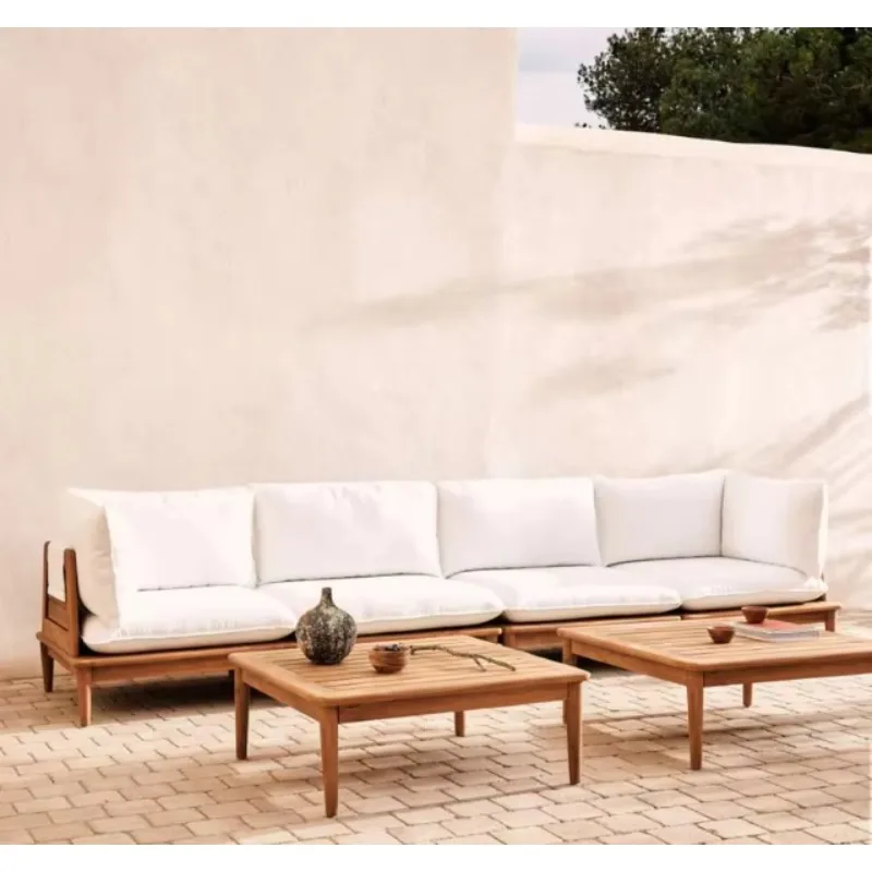 Four Seasons Resort Hualalai Tropical Solid Teak Wood Eco-Friendly Waterproof Outdoor Sofa Set Low Frame Design Living Room