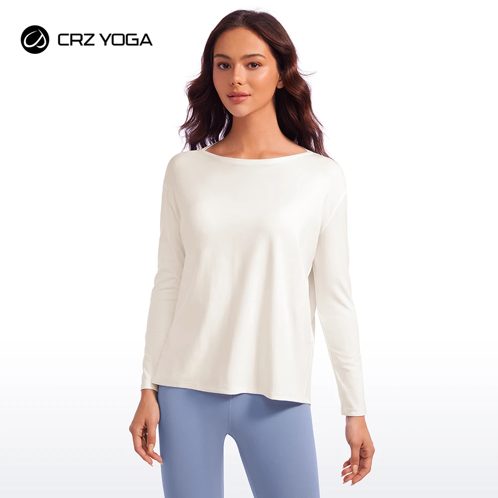 CRZ YOGA Butterluxe-Light Long Sleeve Workout Tops for Women Loose Fit Athletic Yoga Shirts Casual Relaxed Fall Shirt