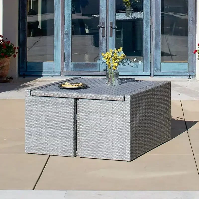 Outdoor Sofa Combination Hotel Terrace Rattan Sofa Coffee Shop Storage Table and Chairs Sun Room Lounge Furniture
