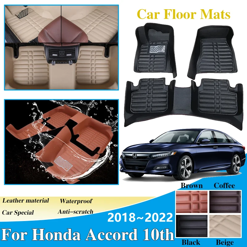 

Car Accessories For Honda Accord 10th Gen 2018 2019 2020 2021 2022 Car LHD Floor Mat Leather Panel Liner Carpet Custom Foot Part