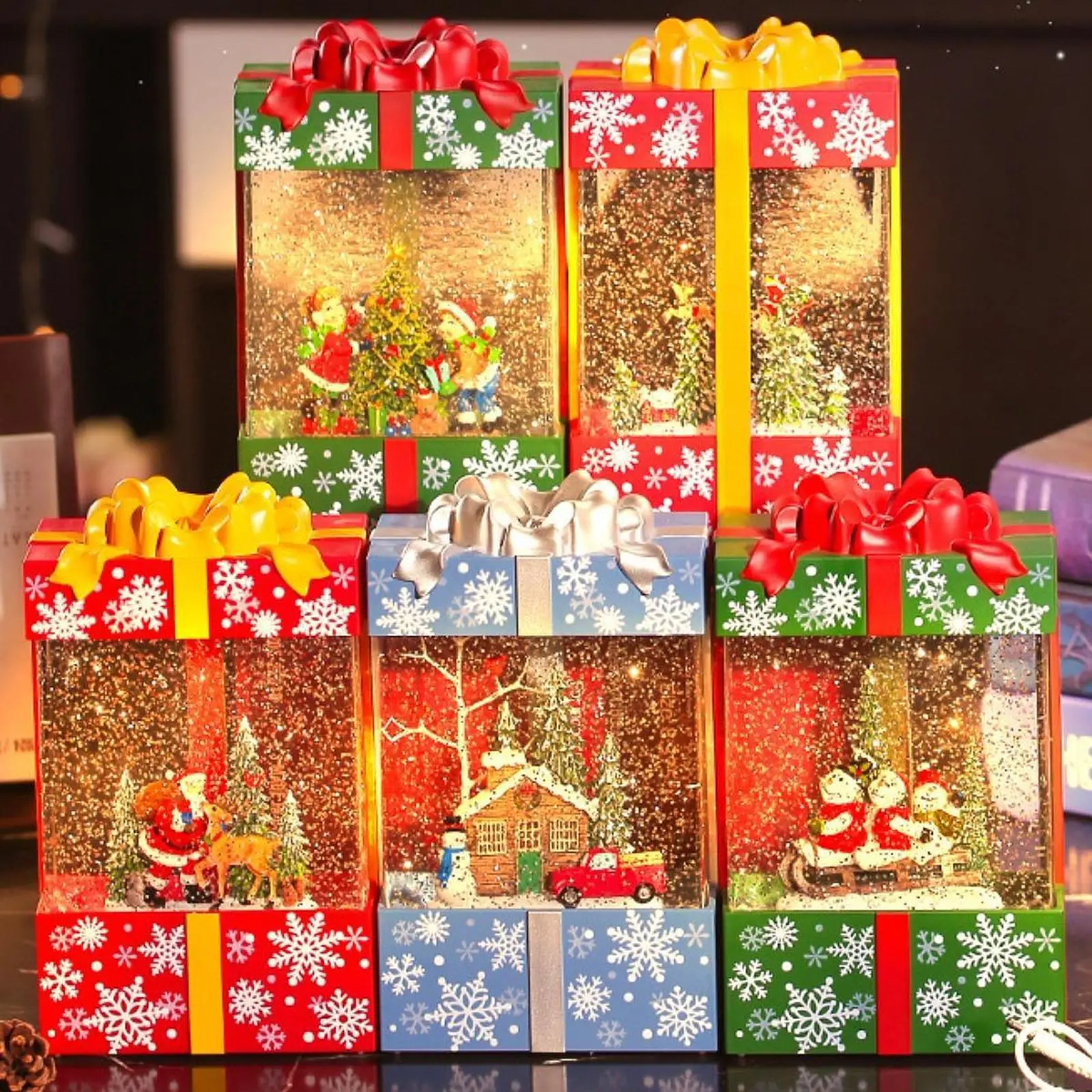 

Musical Snowglobe Gift Box Christmas Music Box for Living Room Cafes Holiday