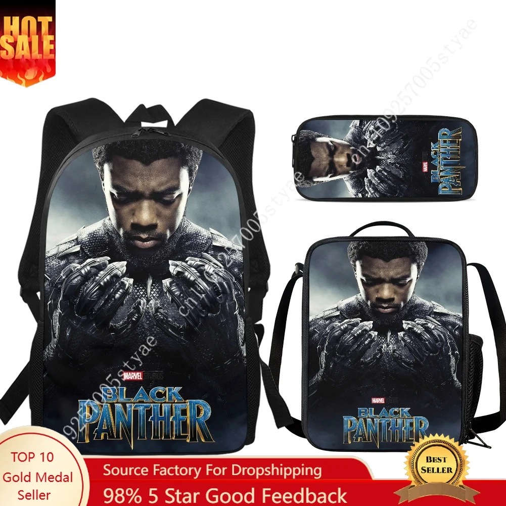 Marvel Black Panther Custom 17 Inch 3 Piece Backpack Set Includes Backpack Shoulder Bag and Pencil Case The Ultimate Gift Choice