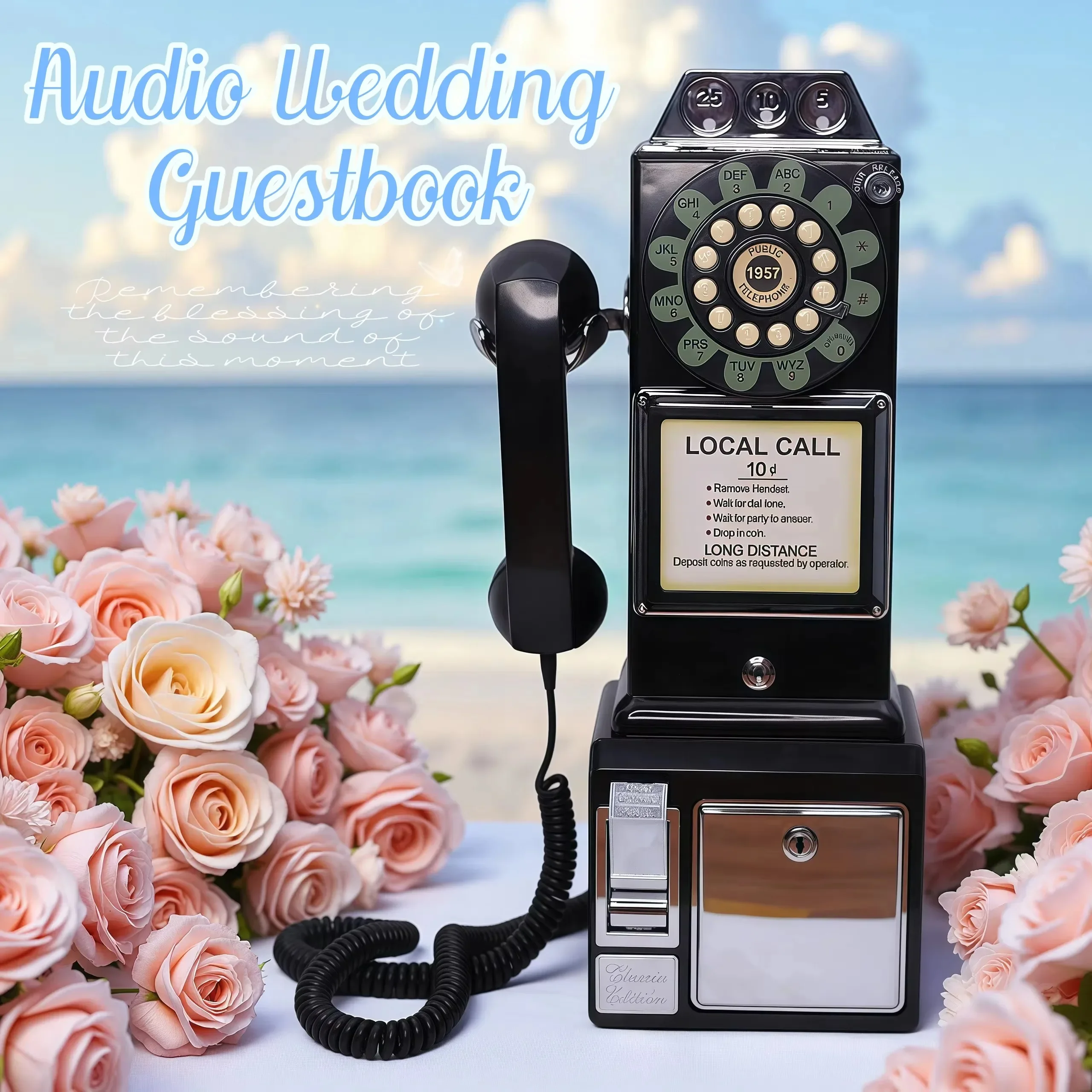 Gold SellerFast Shipping Factory's Antique Wedding Corded Telephone Audio Guestbook Popular Wedding Party Voice Message Recor