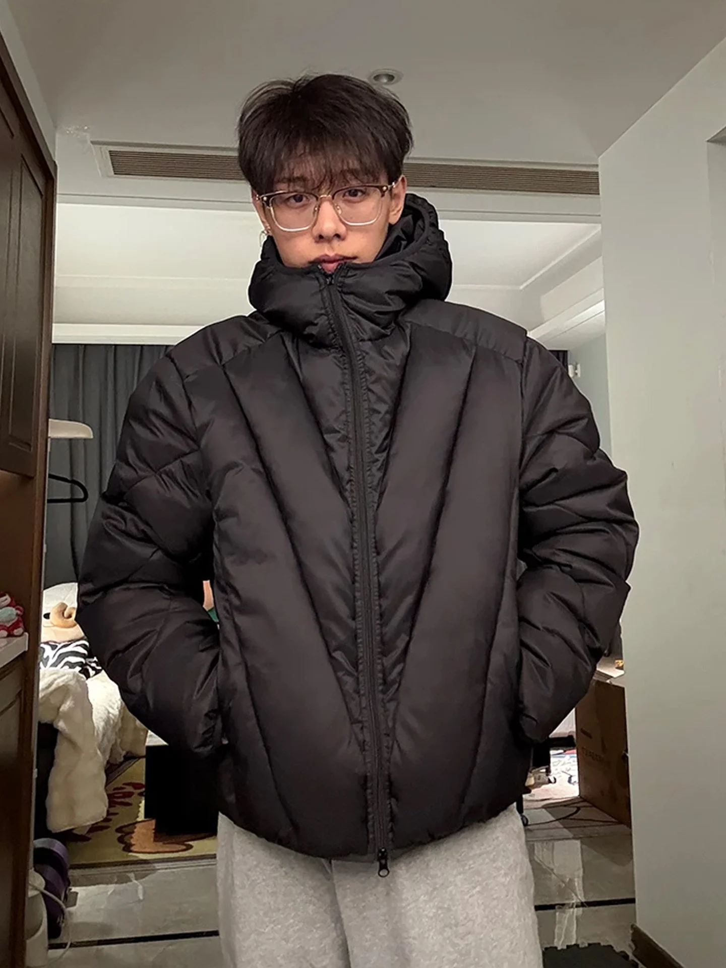 

Мужская зимняя утепленная куртка из хлопка Bla Sc Rib Bone, теплая, с капюшоном, в американском стиле, свободного кроя, для молодежи