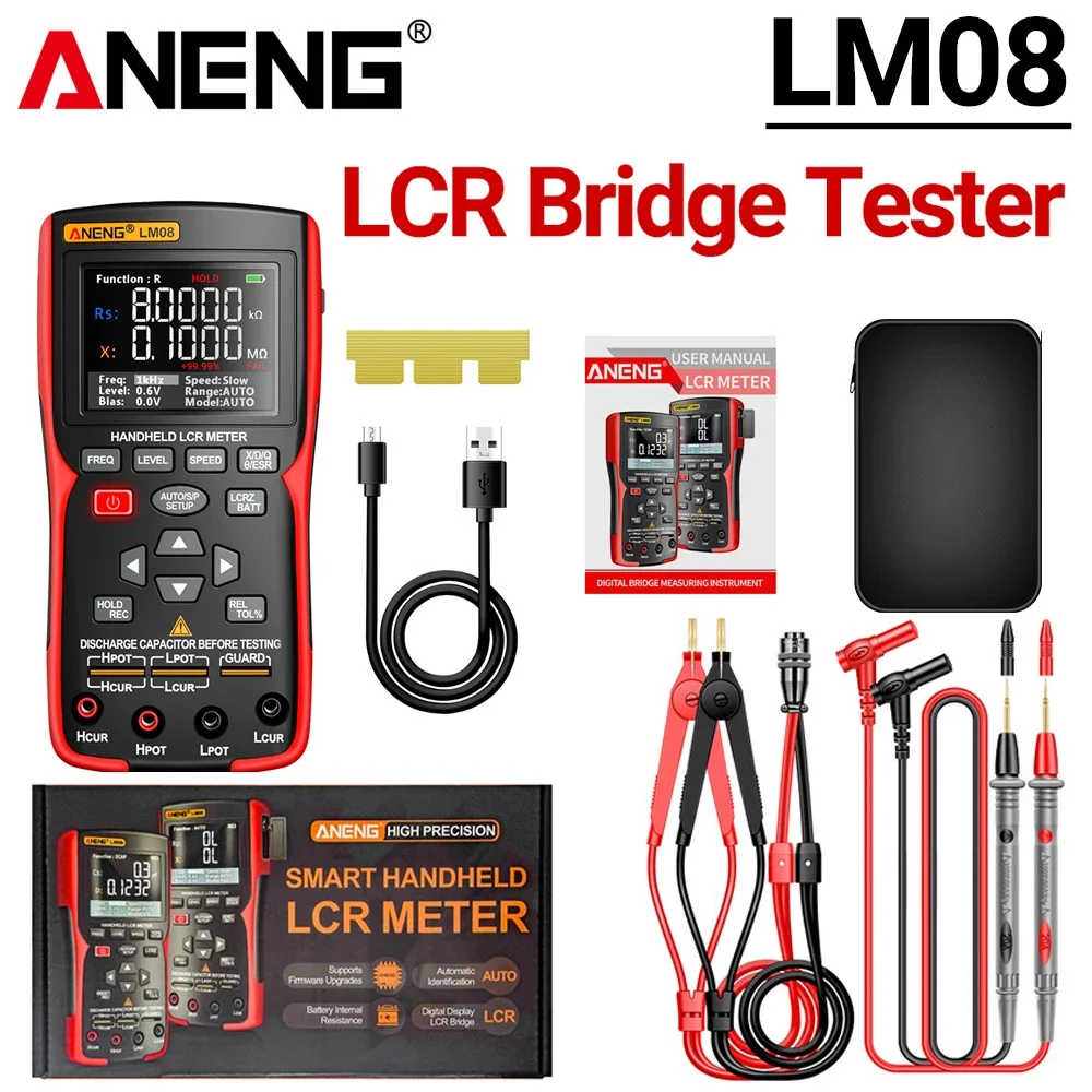ANENG LM08 Handheld LCR-meter Weerstand Capaciteit Inductie Elektronische componentmeting 18650 Automotive-batterijtester