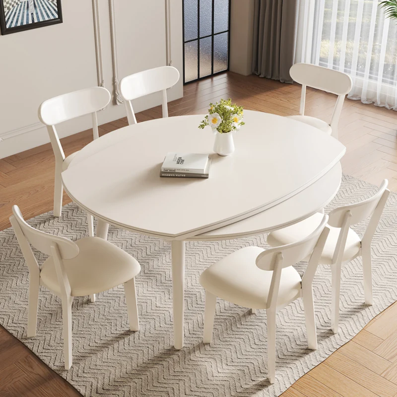 

Modern Chairs Dining Table Waterproof Oilproof Round Restaurant Dining Tables Folding Wood White Mesas De Jantar Home Furniture