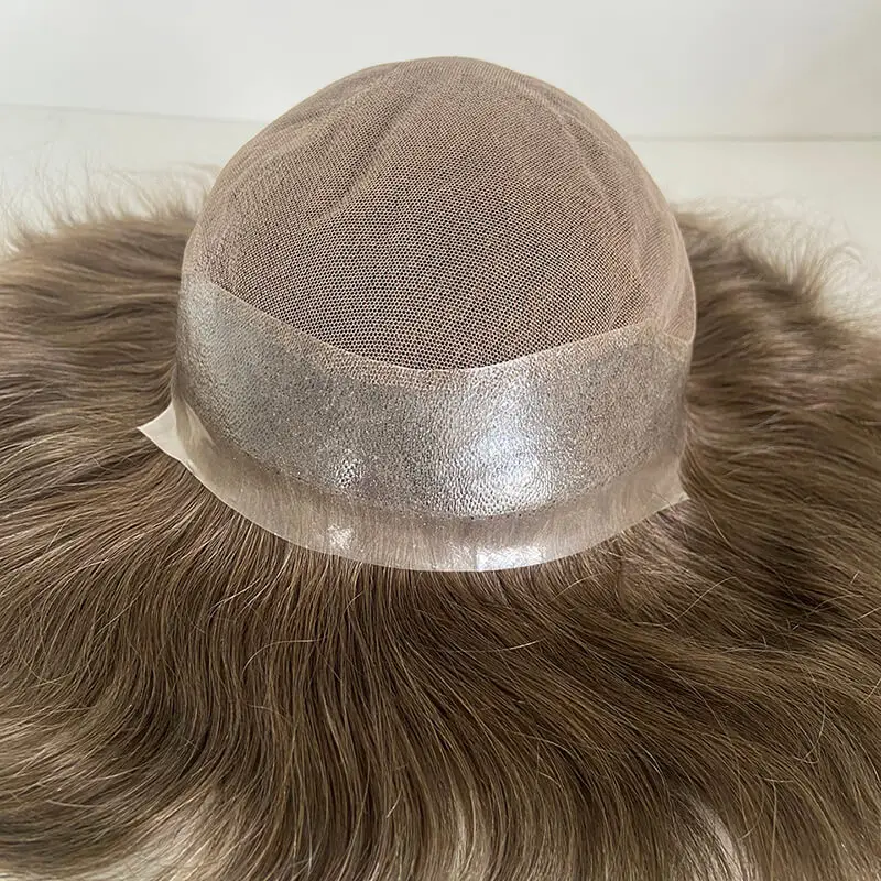 Perruques de cheveux humains naturels pour hommes, toupet personnalisé, prothèse capillaire australienne, dentelle suisse avec PU, systèmes de cheveux respirants