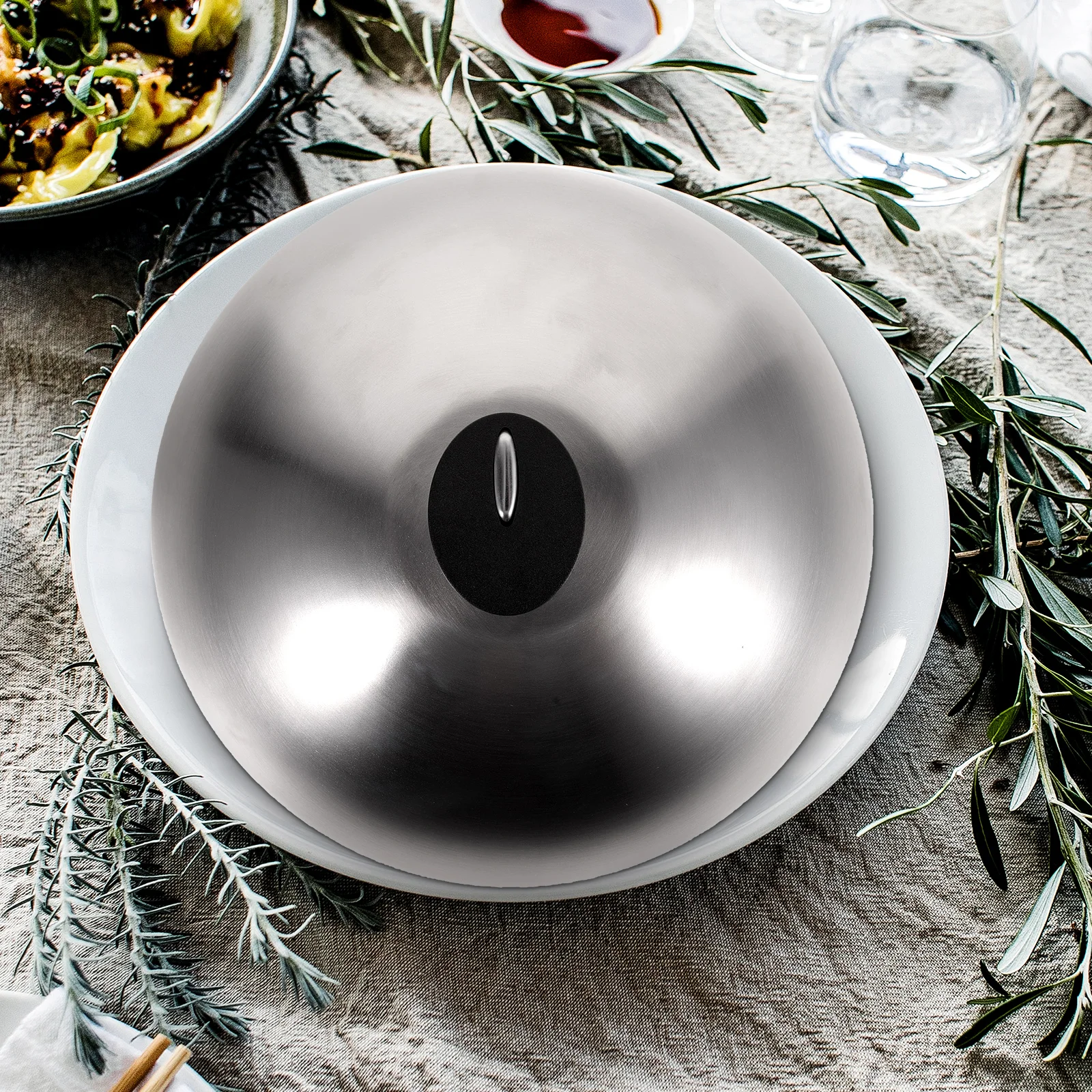 

Stainless Steel Food Cover Oil Proof Lid Kitchen BBQ Splash Guard Fly Resistant Protective Cookware Metal Dish Cover