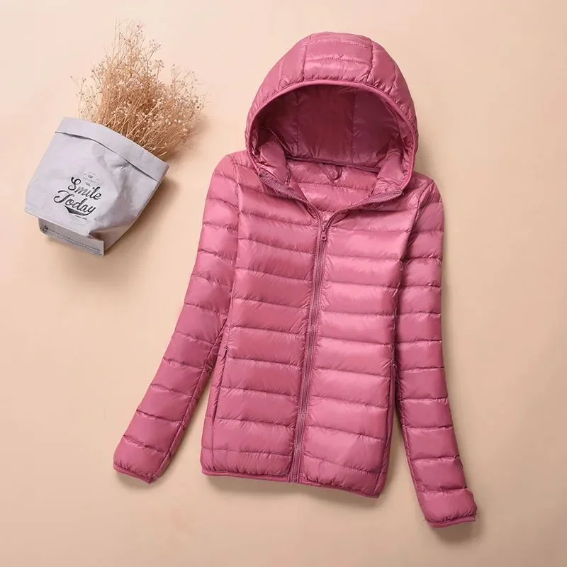 Down Jacket Women's Short Autumn Winter New Parkas Stand-UP Collar Hooded Warm Cotton Padded Coat Large Size Outcoat Ladies Tops