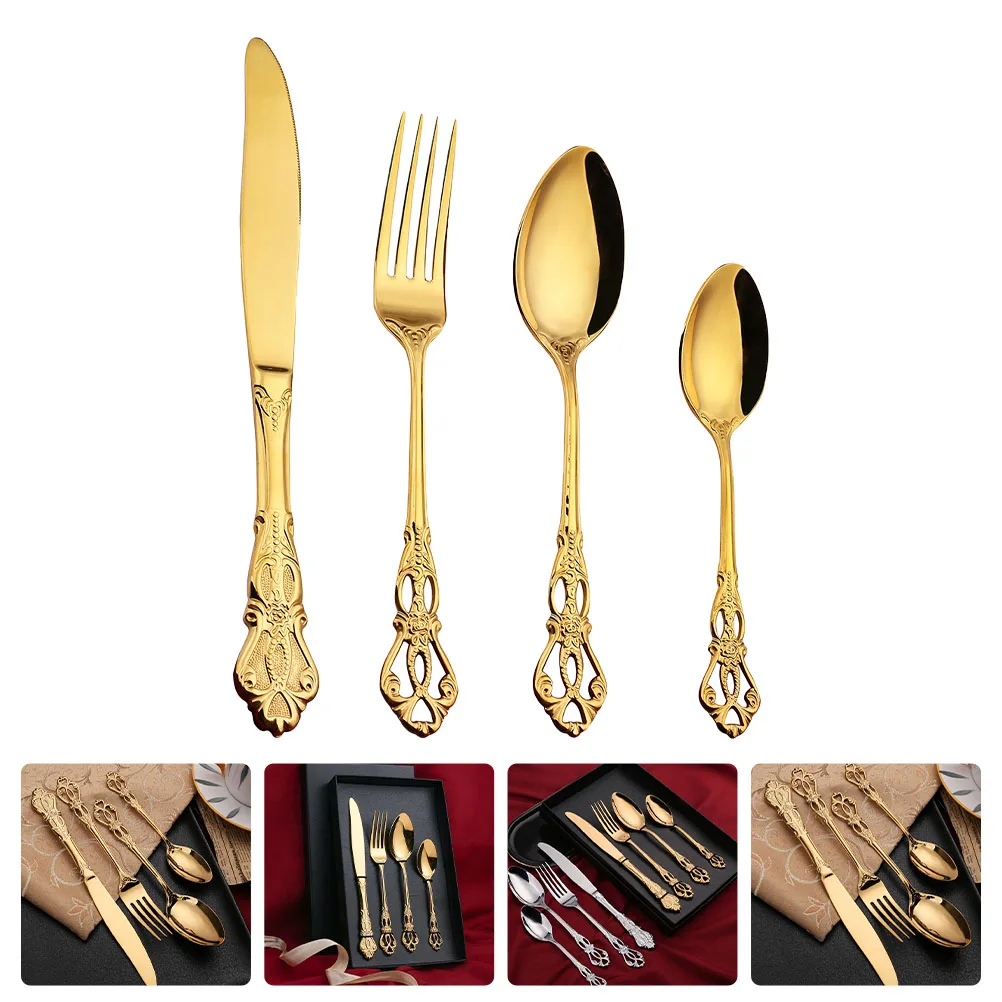 

Stainless Steel Tableware Set Smooth Surface Mirror Finish Dining Kitchen Utensils Western Steak Cutlery Elegant Design