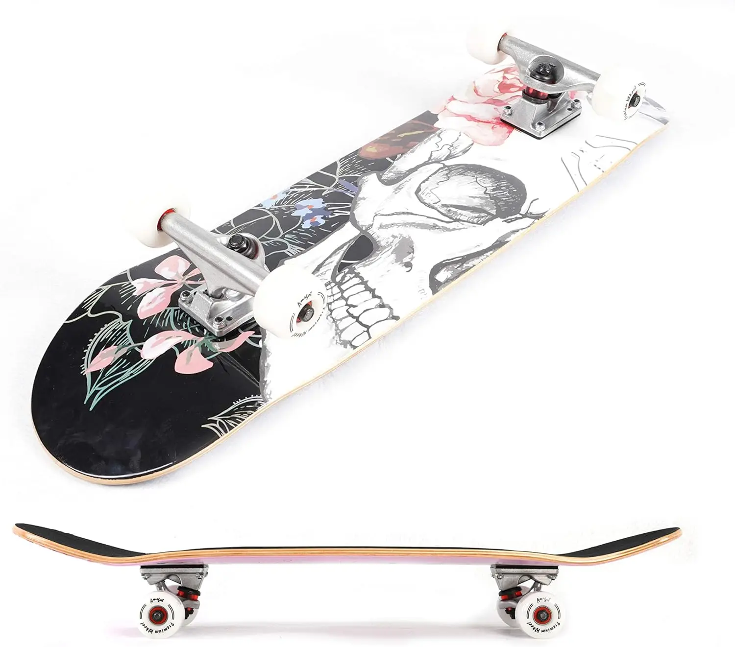 Skateboard complet 31 x 8 pouces pour débutants, enfants et adultes, pont en érable à 7 couches avec double coup de pied concave