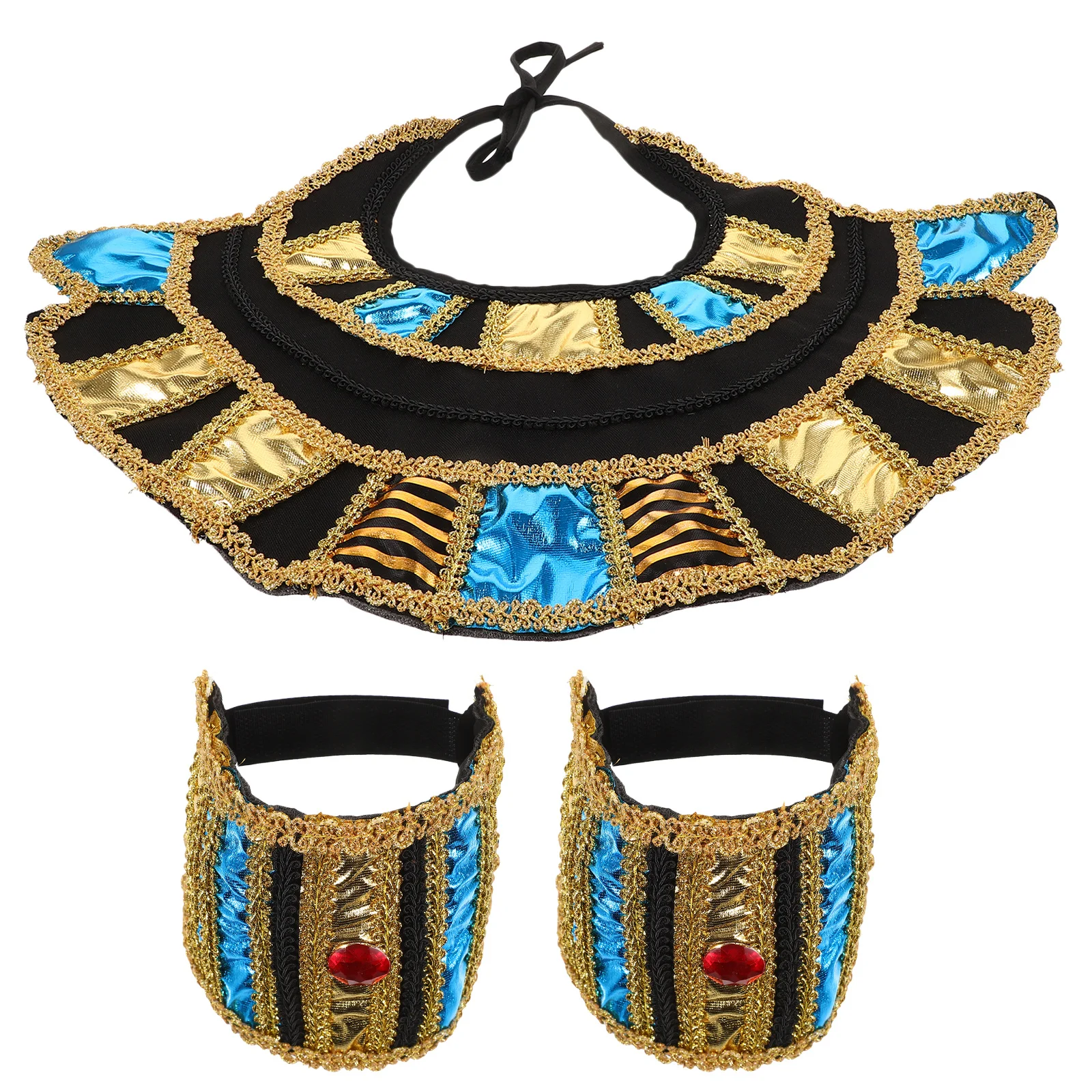 Il set di accessori per costumi egiziani include braccialetti con colletto regolabile e polsini per eventi cosplay di Halloween