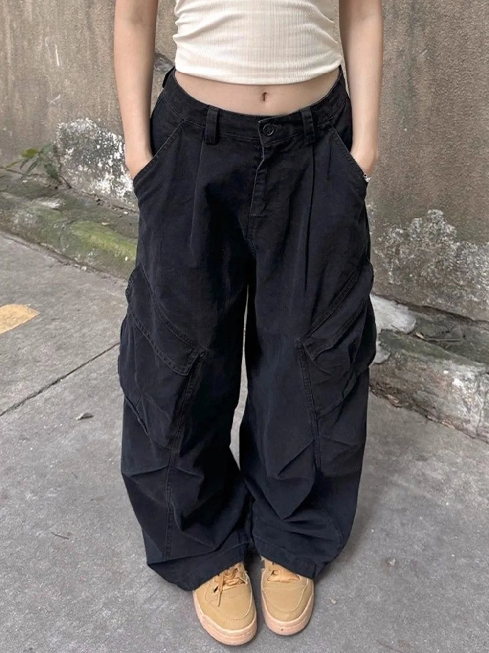 بنطال ذو قصة أرجل واسعة شرابة مرونة الخصر مستقيم المرأة الشتاء الشنيل طبقة مزدوجة قسط Ins نمط أفخم بطانة حزام الدفء