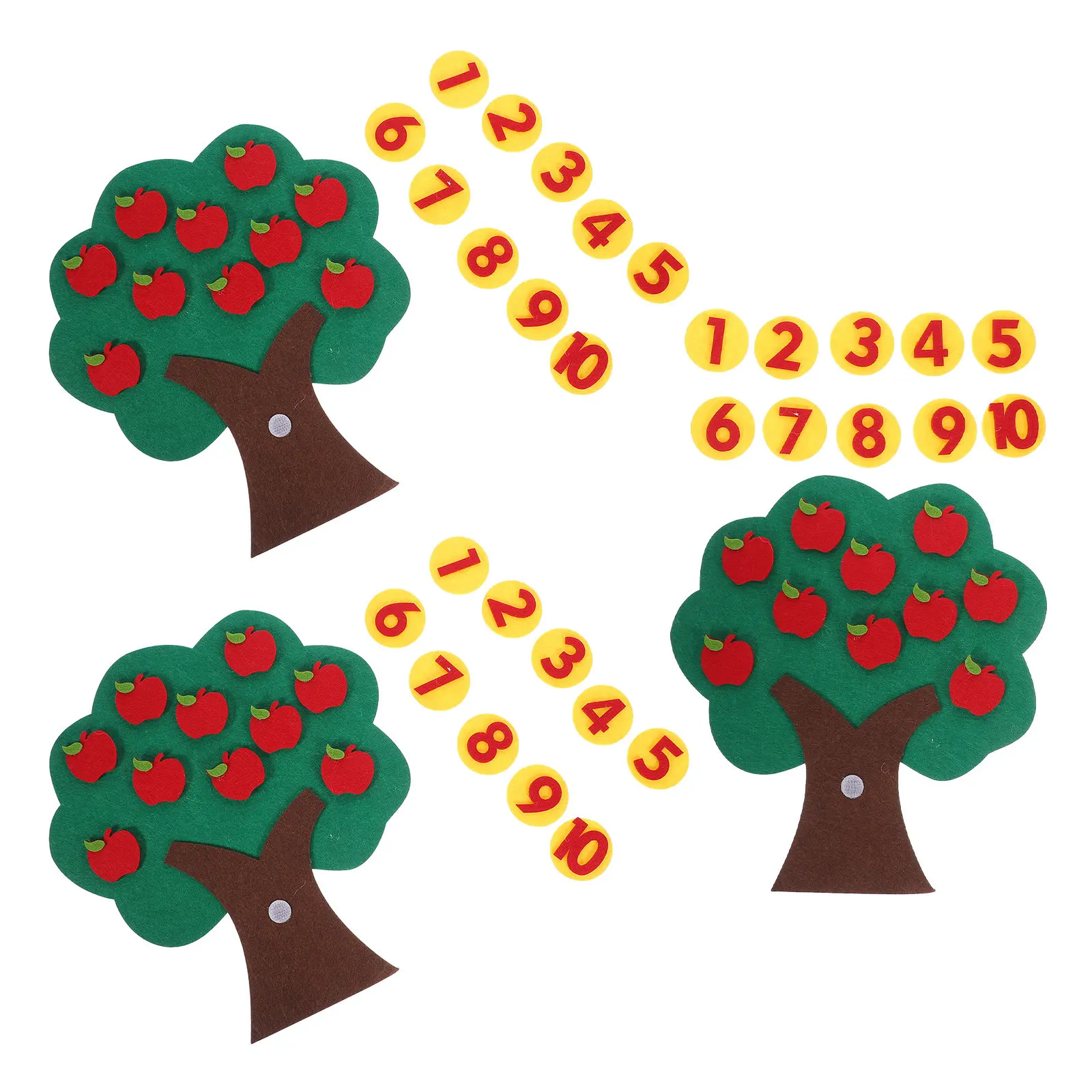 3 Sets Numbers Matching Felt Tree Board Kindergarten Math Learning Addition Subtraction Counting Early Education Montessori