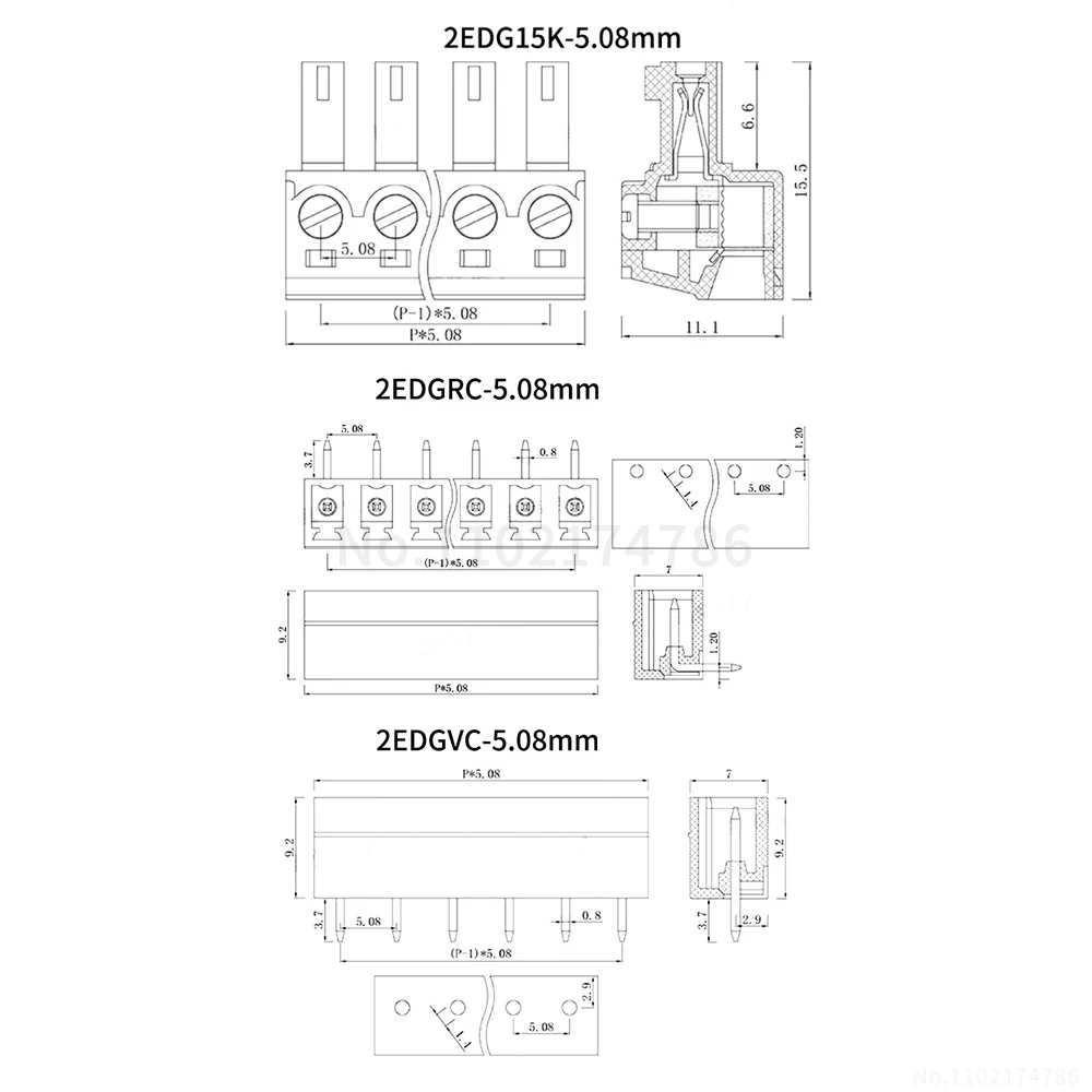 (5 Sets) JM 2EDG15K + 2EDGVC 2EDGRC - 5.08mm pluggable terminal blocks straight/angled pins KF 15EDG15K 15EDGVC 15EDGRC 5.08