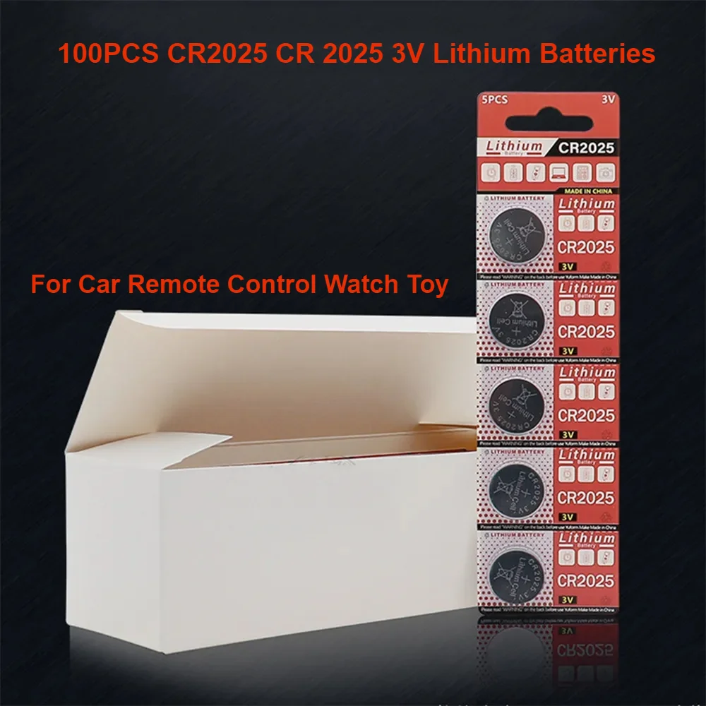 For Car Remote Control Watch Toy DL2025 BR2025 KCR2025 Button Coin Cell Clock Compute 100PCS CR2025 CR 2025 3V Lithium Batteries