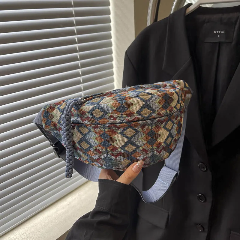 Bohemia Sztruksowe torby na pasek dla kobiet Moda Fanny Pack Kobieca torba na biodra Banana Torebka na ramię Crossbody Kieszeń na klatkę piersiową