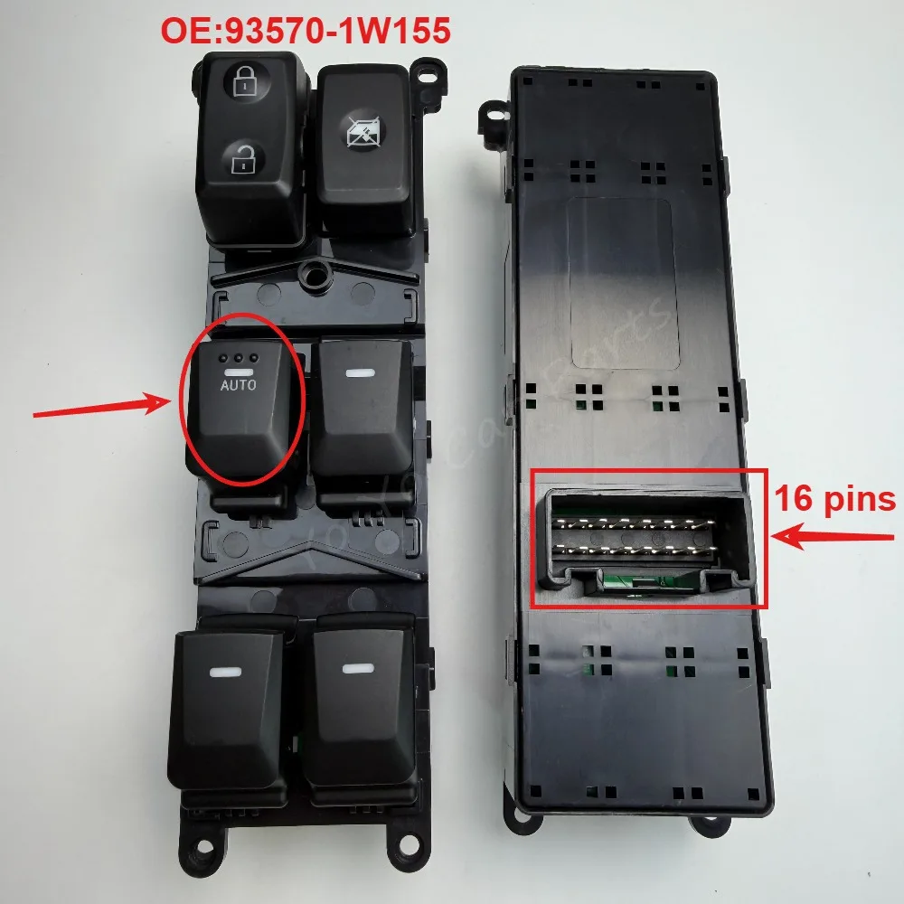 New Car Front Left Drive Side Power Window Control Switch Button for Kia Rio (4 Door) 2012-2015 93570-1W155