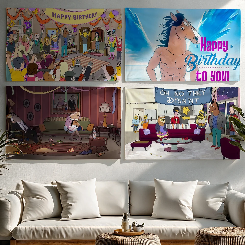 Cartoon BoJack H-Horseman Flag Tapestries Outdoor Parties Bedrooms Living Rooms Dorm Rooms Wall Decor Banners Gifts