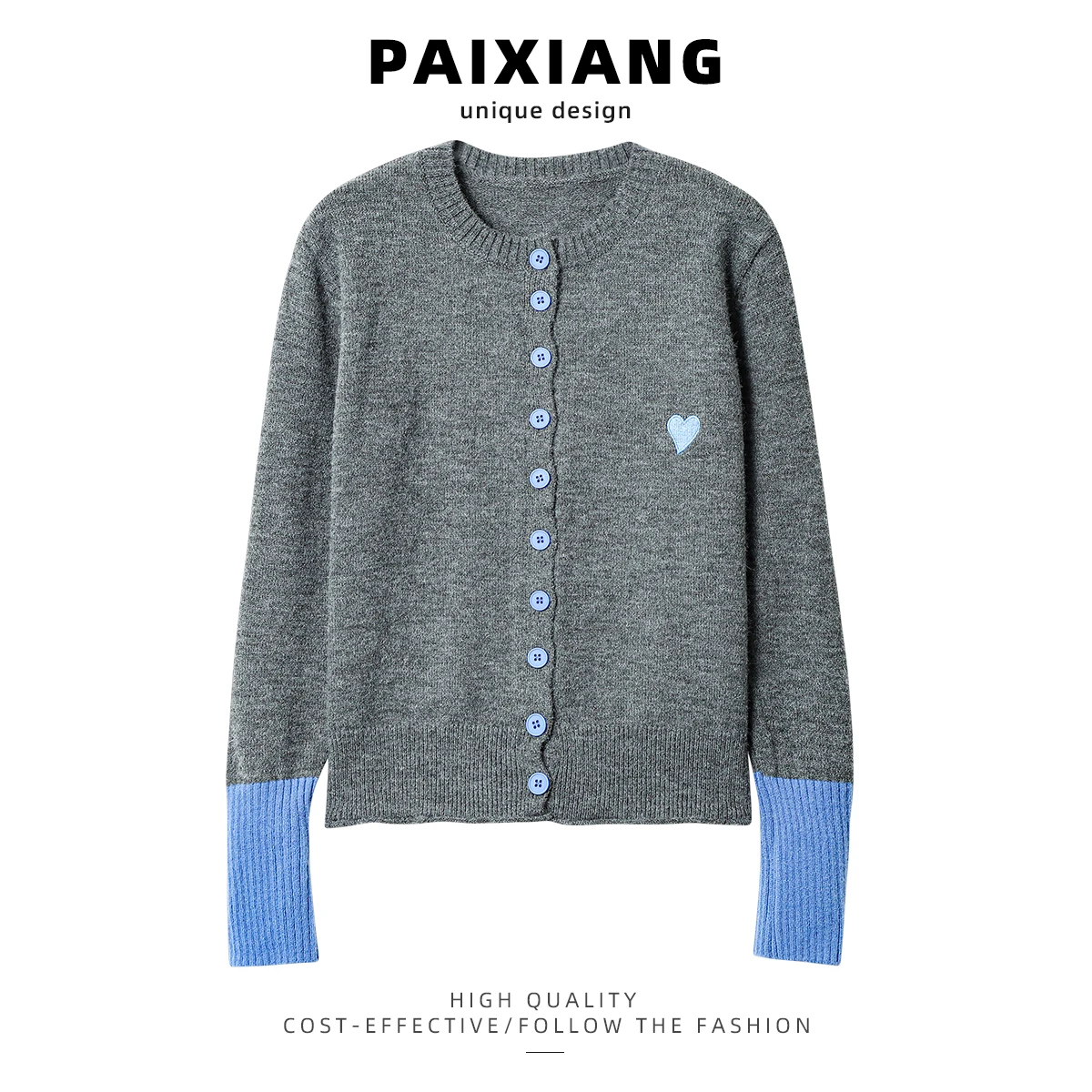 

PAIXIANG женский вязаный облегающий свитер с вышивкой в форме сердца, блузка, открытый кардиган, мягкий уютный осенний модный топ