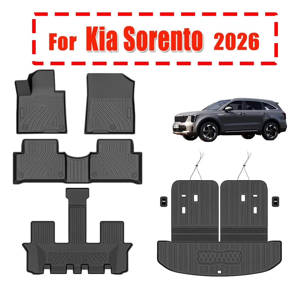 

All-Weather TPE Floor Mats Cargo Mat with Backrest Mats for 2026 Kia Sorento 6/7 Seats Accessories