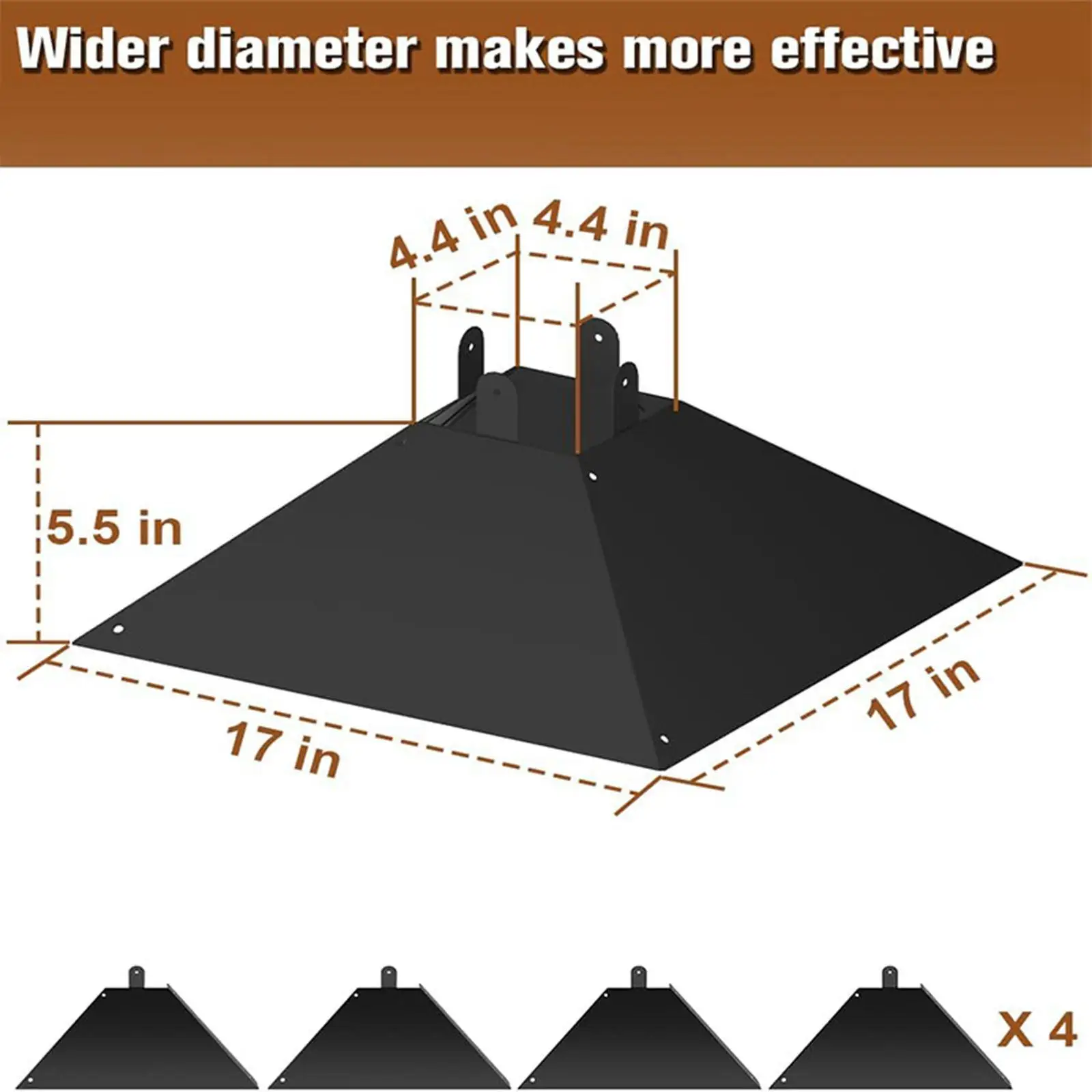 Metal Squirrel Baffle Smooth Surface Bird Feeder Protector Outdoor Squirrel Guard for 4x4 Inch Wooden Pole Mount