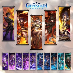 Genshin Impact Hanging Painting Game Scrolls Picture Kaedehara Kazuha Wall Art Albedo Anime Poster Diona Canvas Home Decoration