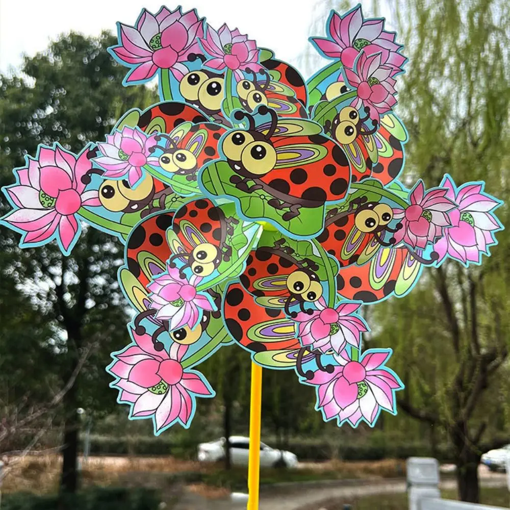 متعدد الأنماط سحابة لوتس الحشرات طاحونة ملونة بولي كلوريد الفينيل الدائمة زهرة الحديقة الدولاب مزدوجة الطبقات نزهة ديكور اللعب