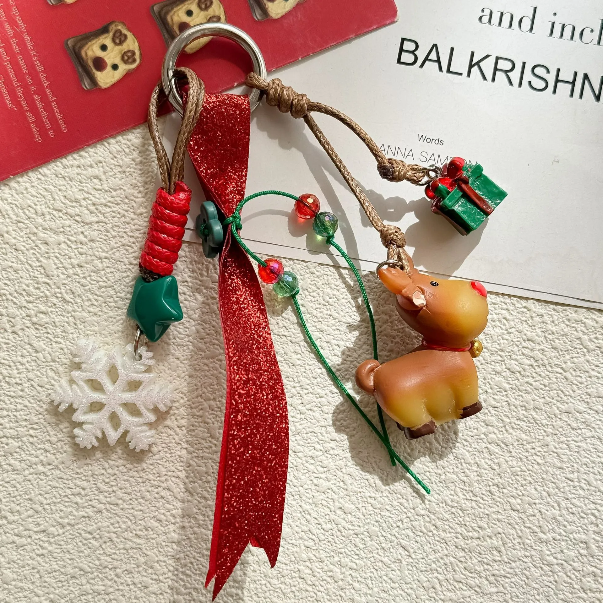 عيد الميلاد محدود | ثلاثي الأبعاد الكرتون عيد الميلاد الأيائل مياو حقيبة لطيفة قلادة المفاتيح هدية عيد الميلاد سيارة حقيبة للحمل قلادة #5