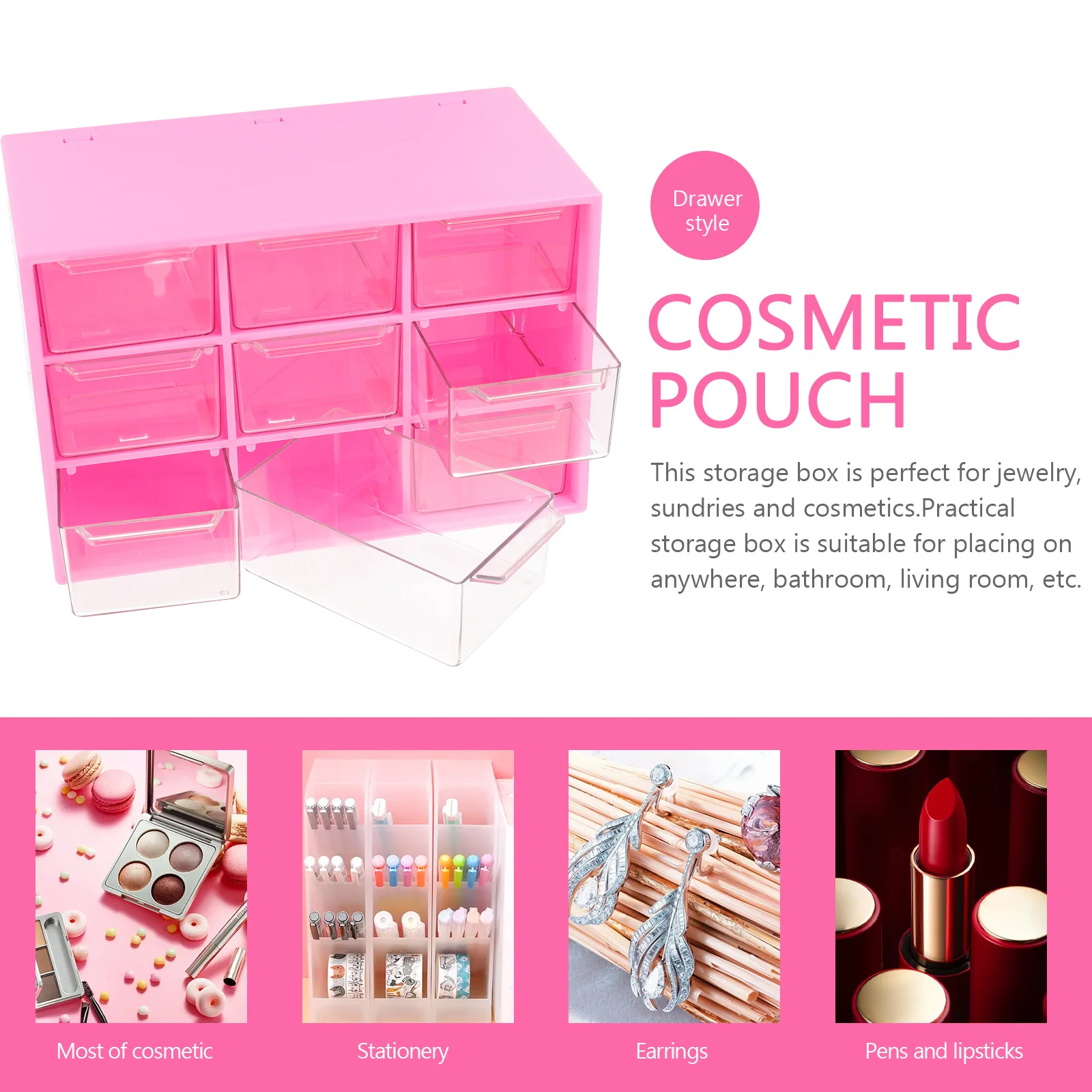 

Dustproof Drawer Style Storage Box Multifunctional Organizer Jewelry Holder Desktop Makeup Vanity Storage Container