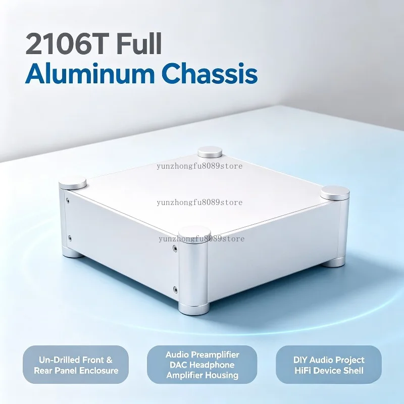 2106T Full Aluminum Chassis for Audio Preamplifier / DAC / Headphone Amplifier (Un-drilled Front & Rear Panels)