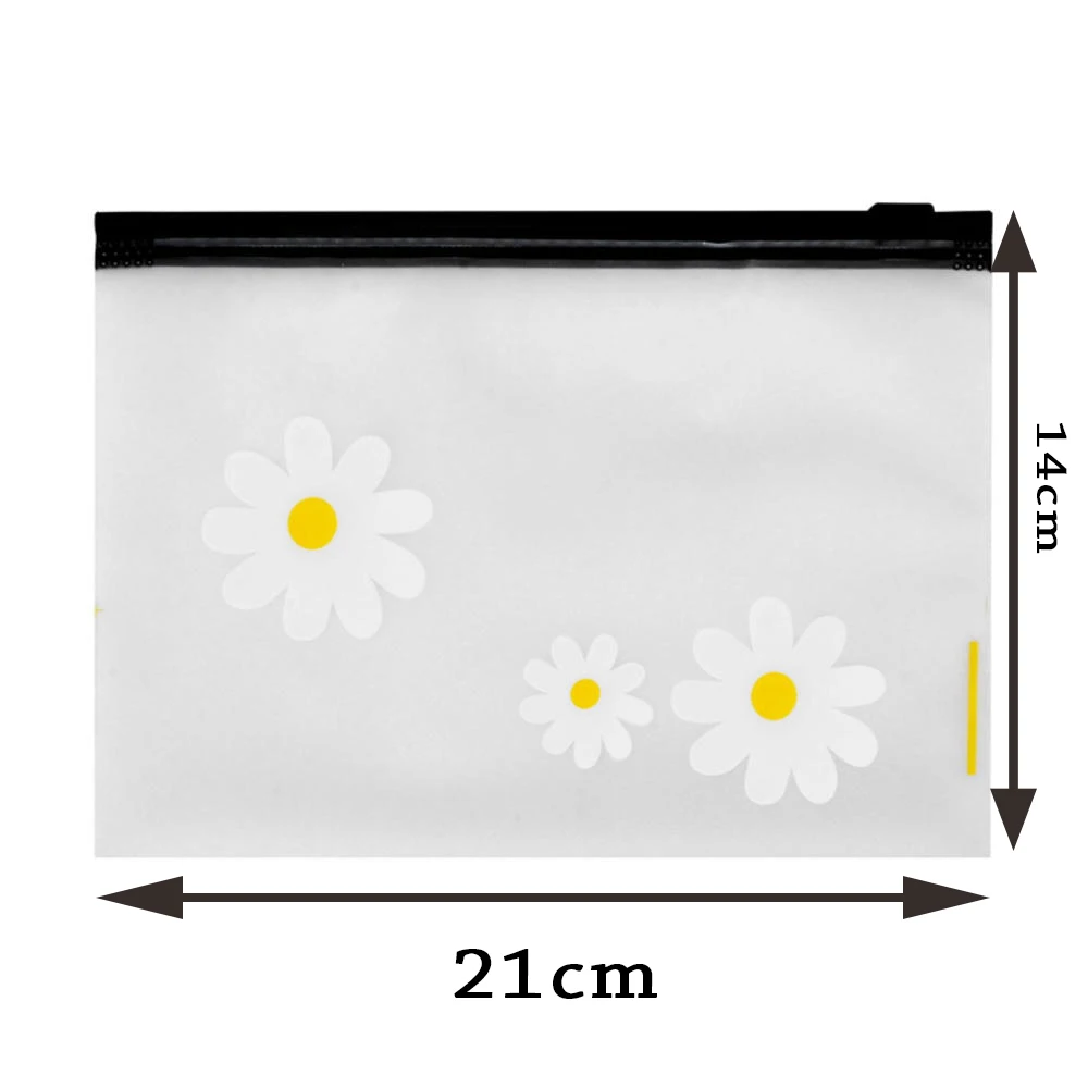 Daisy Cactus Printed Transparent Organizer Pouch 2 Sizes Plastic Zipper Lock Waterproof Portable Travel Make Up Storage Bag 2023