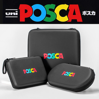 Uni POSCA Art Markers Storage Box ,24/36/48/72 Holes Black Empty Organizer For PC-1M/3M/5M/8K/17K Portable Zipper Folding Bag