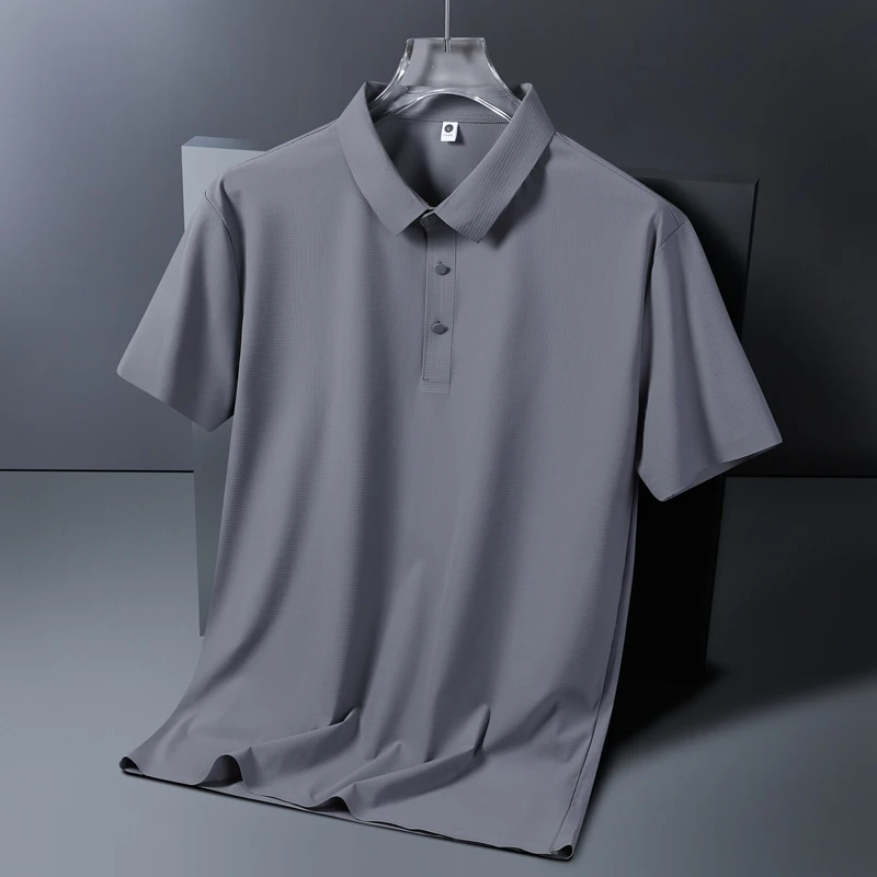 

Summer Ice Silk Polo Shirt for Men Short Sleeve Cooling Comfort Solid Color Tee 15 Colors Size M to 5XL