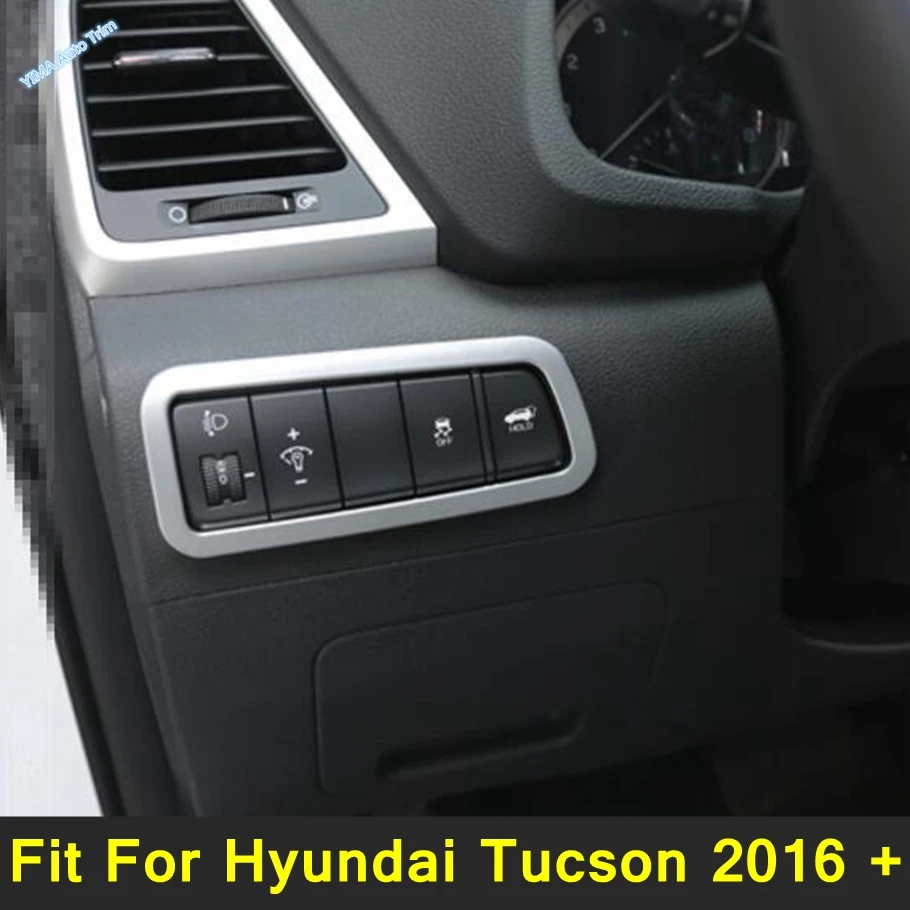 

Central Head Lamp Switch Switch Button Frame Cover Trim Carbon Fiber Look For Hyundai Tucson 2016 - 2020 Matte Car Accessories